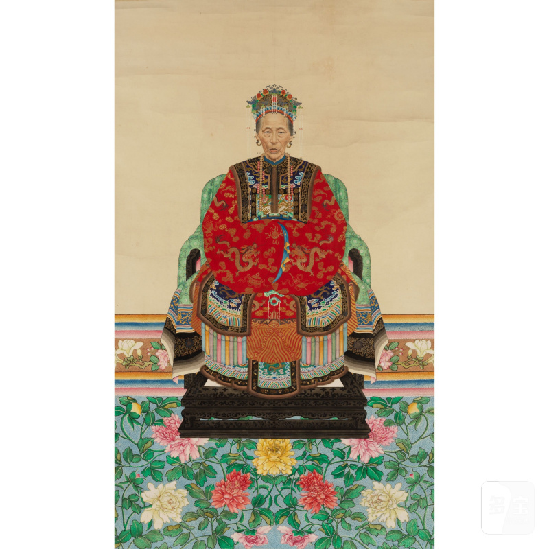 佚名 （晚清民國） 祖宗肖像畫 設色紙本 立軸 | ANONYMOUS, (Late Qing/Republic period) - 图1